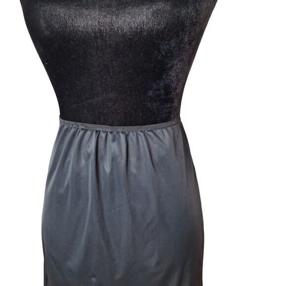 Vintage 60s Bradley Black Nylon Front Slit Lace Half Slip Skirt Women Size Small - Picture 3 of 10